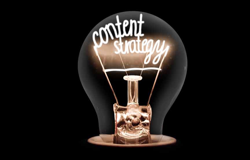 light bulb filamnet spelling out content strategy
