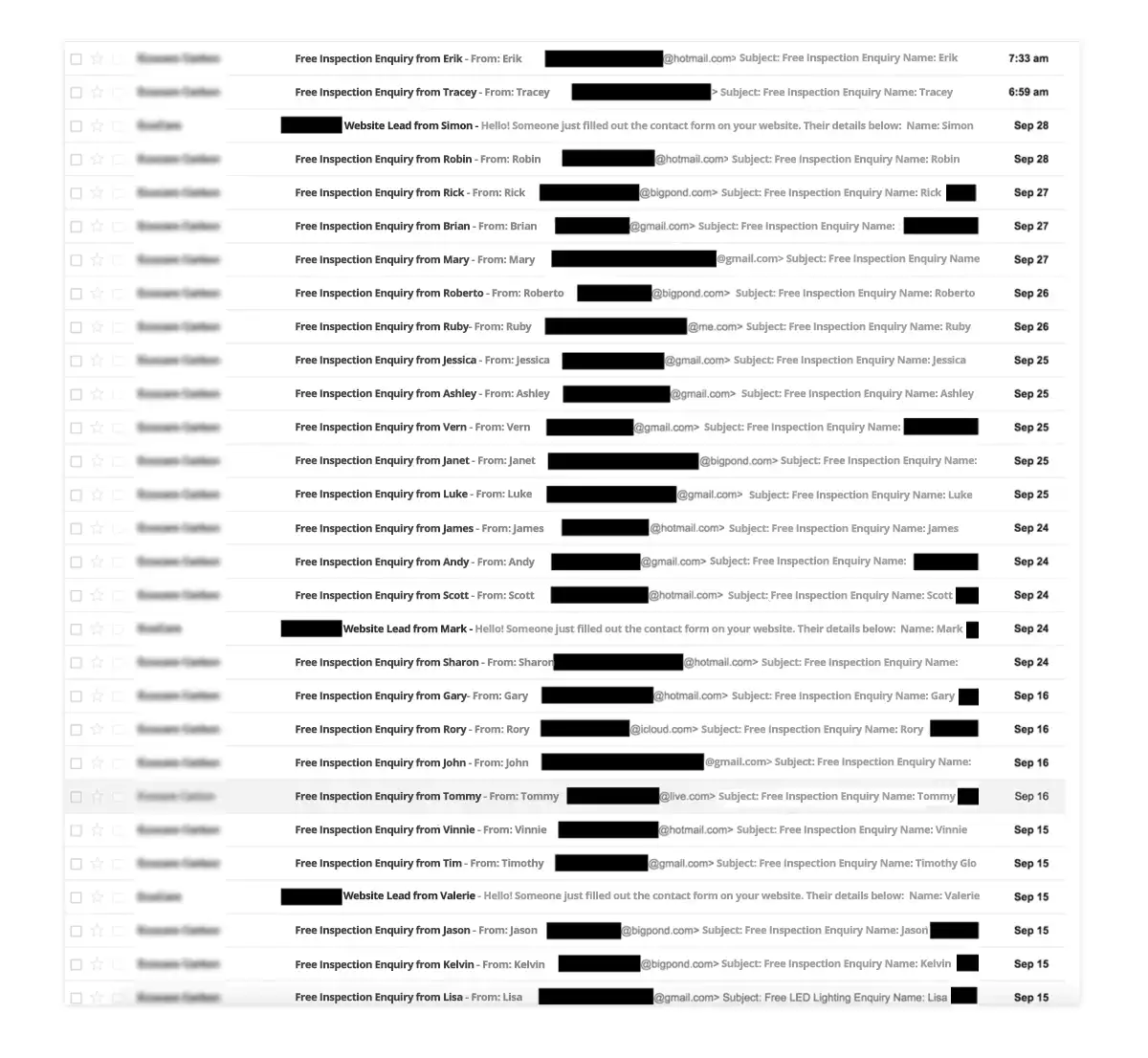Do you like leads... like, A LOT OF LEADS? screenshot gmail mailbox leads