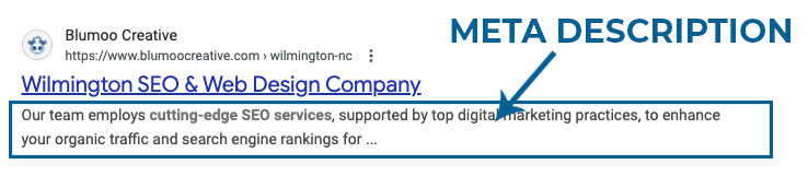 Example of a meta description in Google search