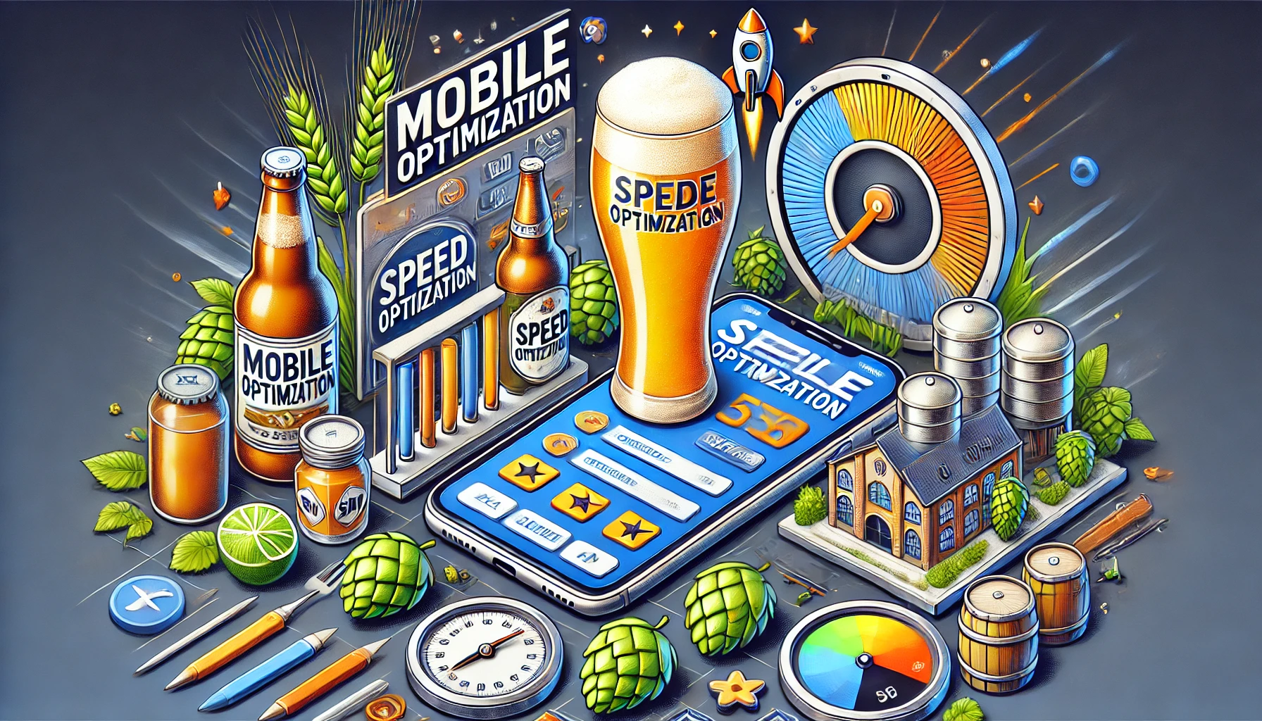 How SEO Works: Mobile & Speed Optimization beer mobile speed optimiation graphic