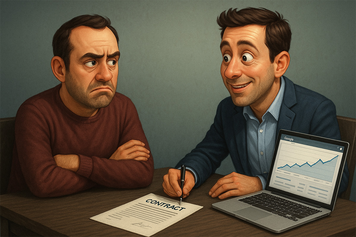 SEO specialist tries to finalize an agreement with a hesitant client